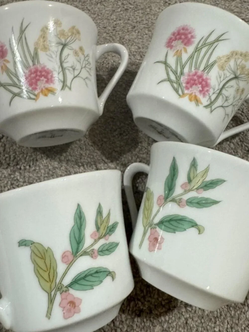 🌸VTG 70’s Shafford Floral Wildflower Cottagecore Set of 4 Ceramic Teacups
